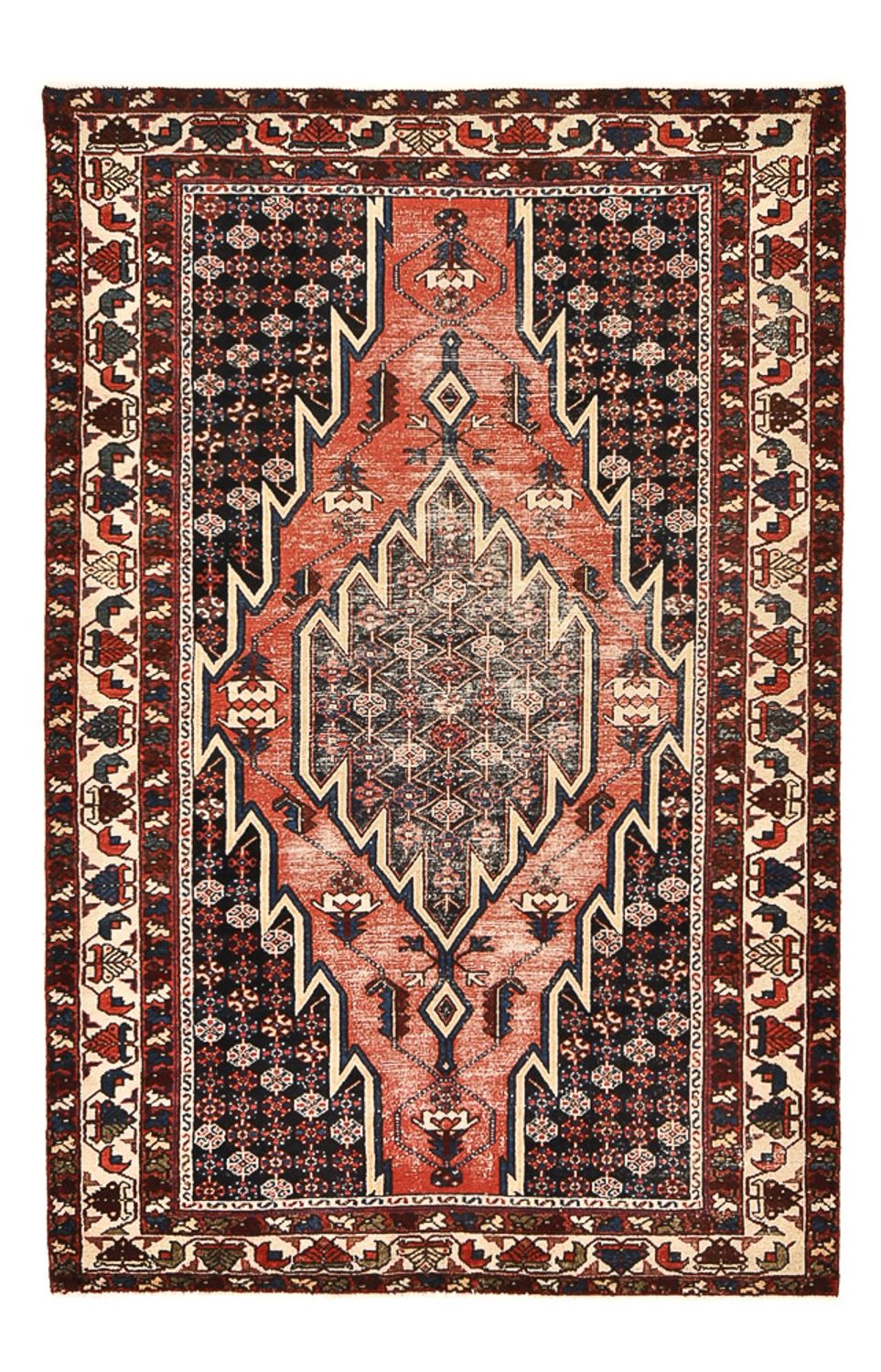 Vintage tæppe - 200 x 128 cm - flerfarvet