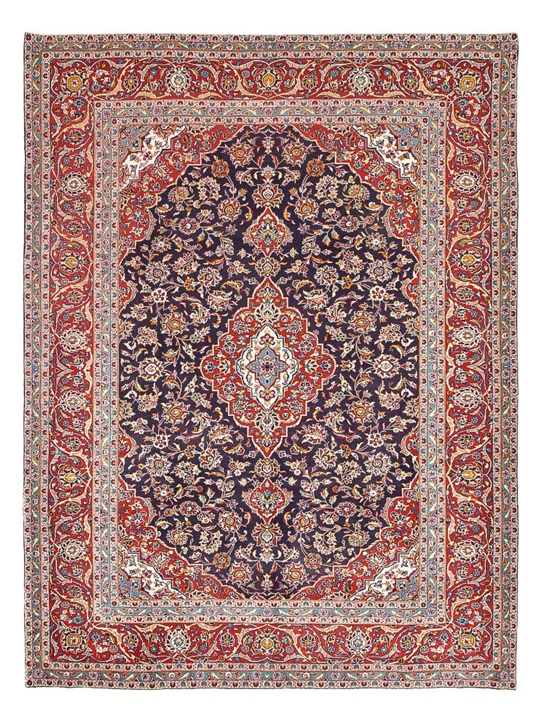 Persisk tæppe - Keshan - 340 x 255 cm - mørkerød