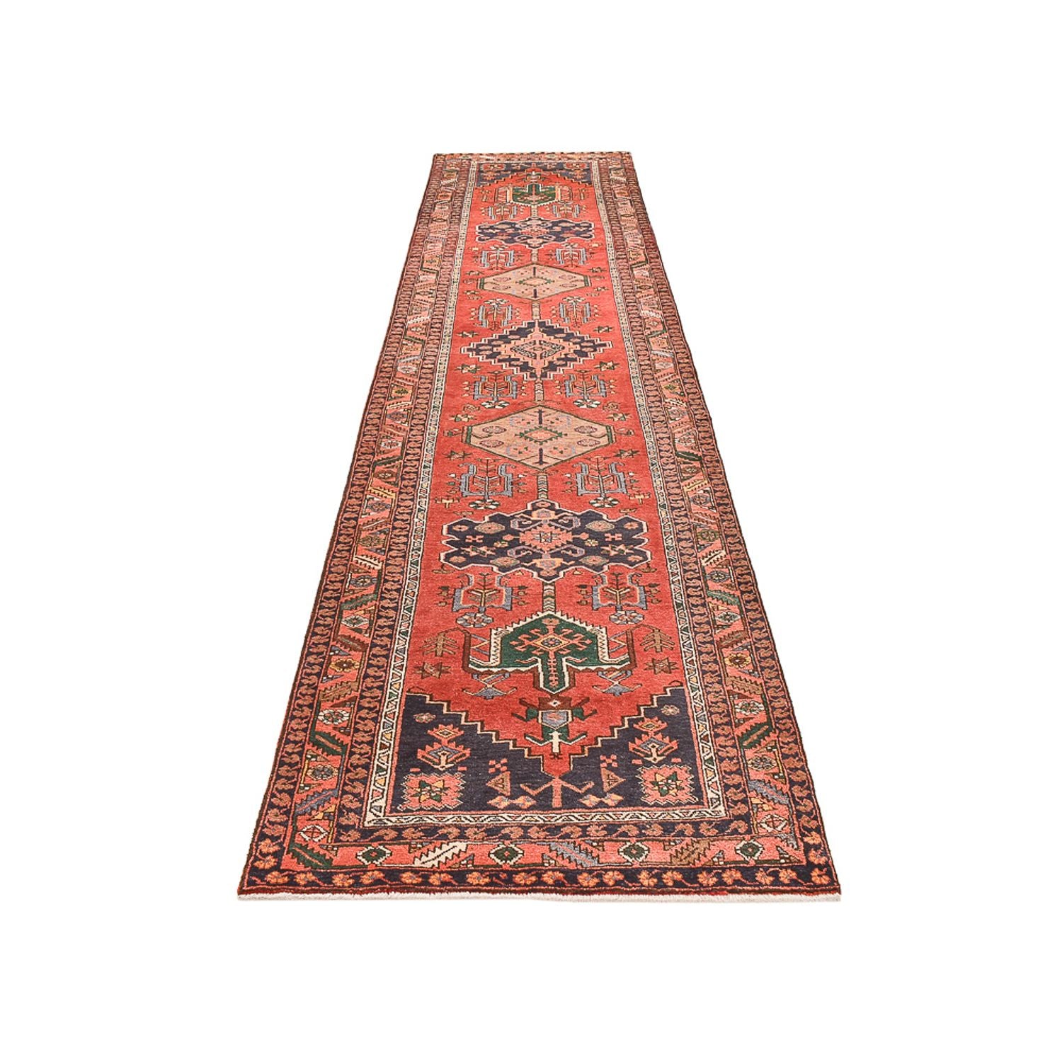 Løber Persisk tæppe - Nomadisk - 445 x 105 cm - lysrød