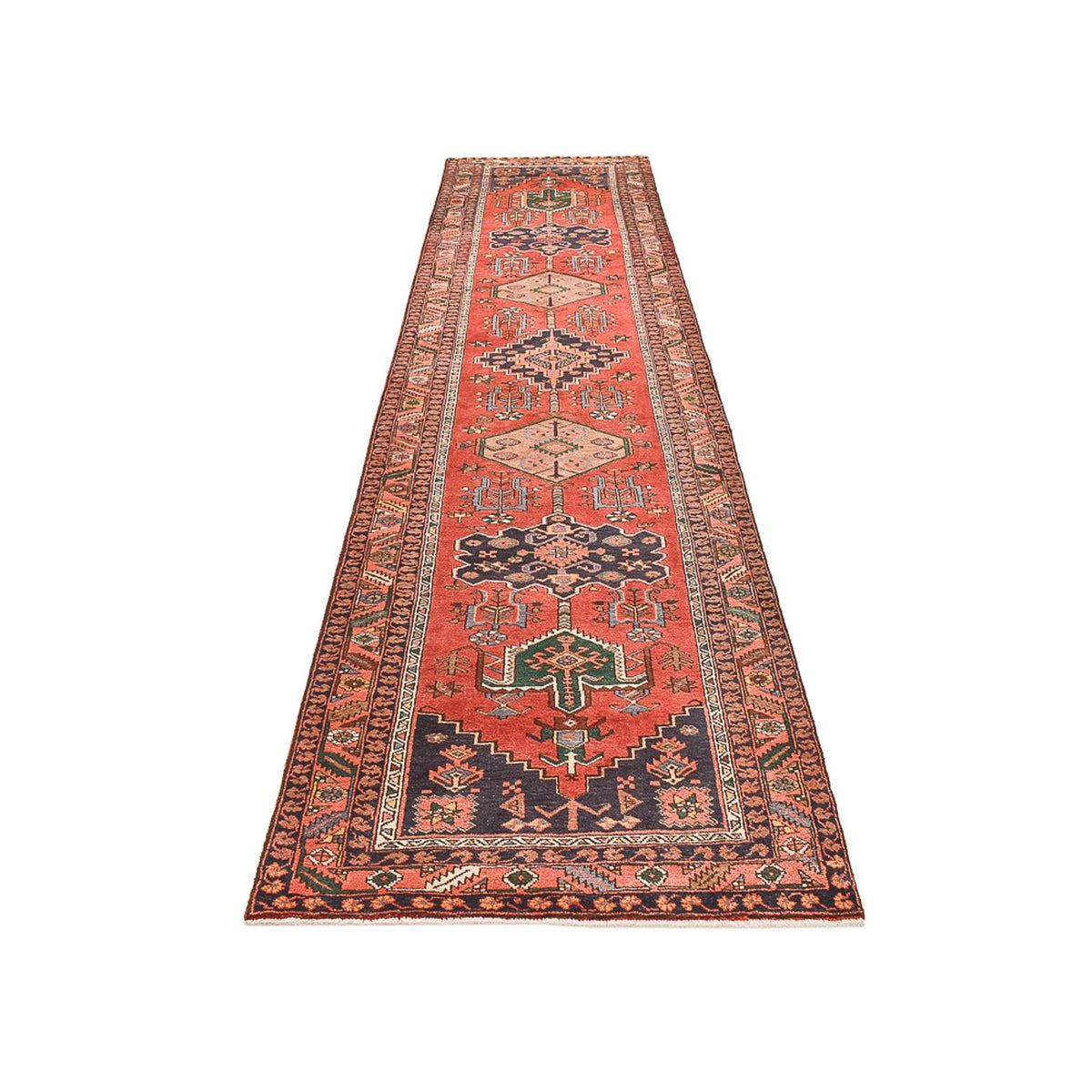 Løber Persisk tæppe - Nomadisk - 445 x 105 cm - lysrød