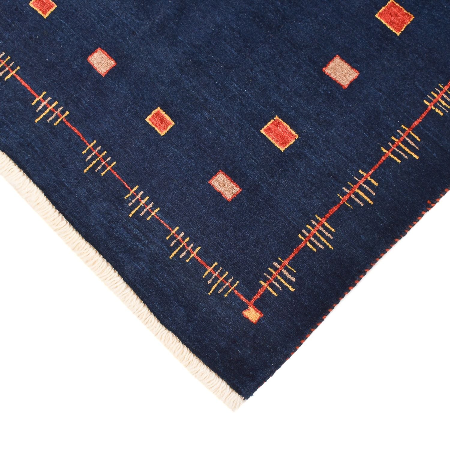 Gabbeh Tæppe - Loribaft Persisk - 143 x 110 cm - mørkeblå