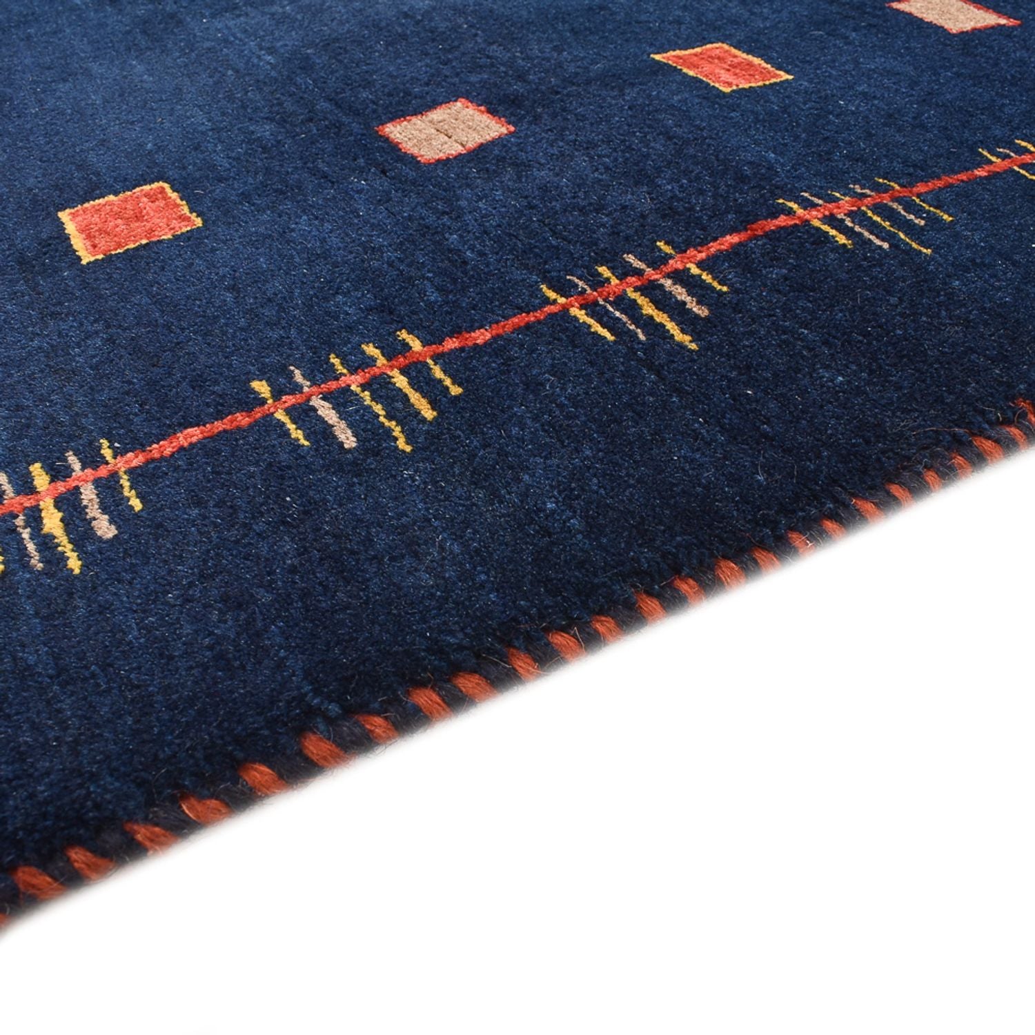 Gabbeh Tæppe - Loribaft Persisk - 143 x 110 cm - mørkeblå