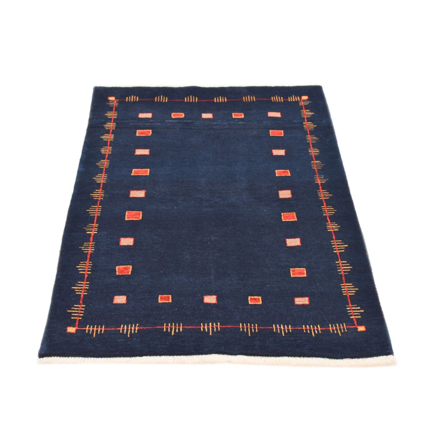 Gabbeh Tæppe - Loribaft Persisk - 143 x 110 cm - mørkeblå