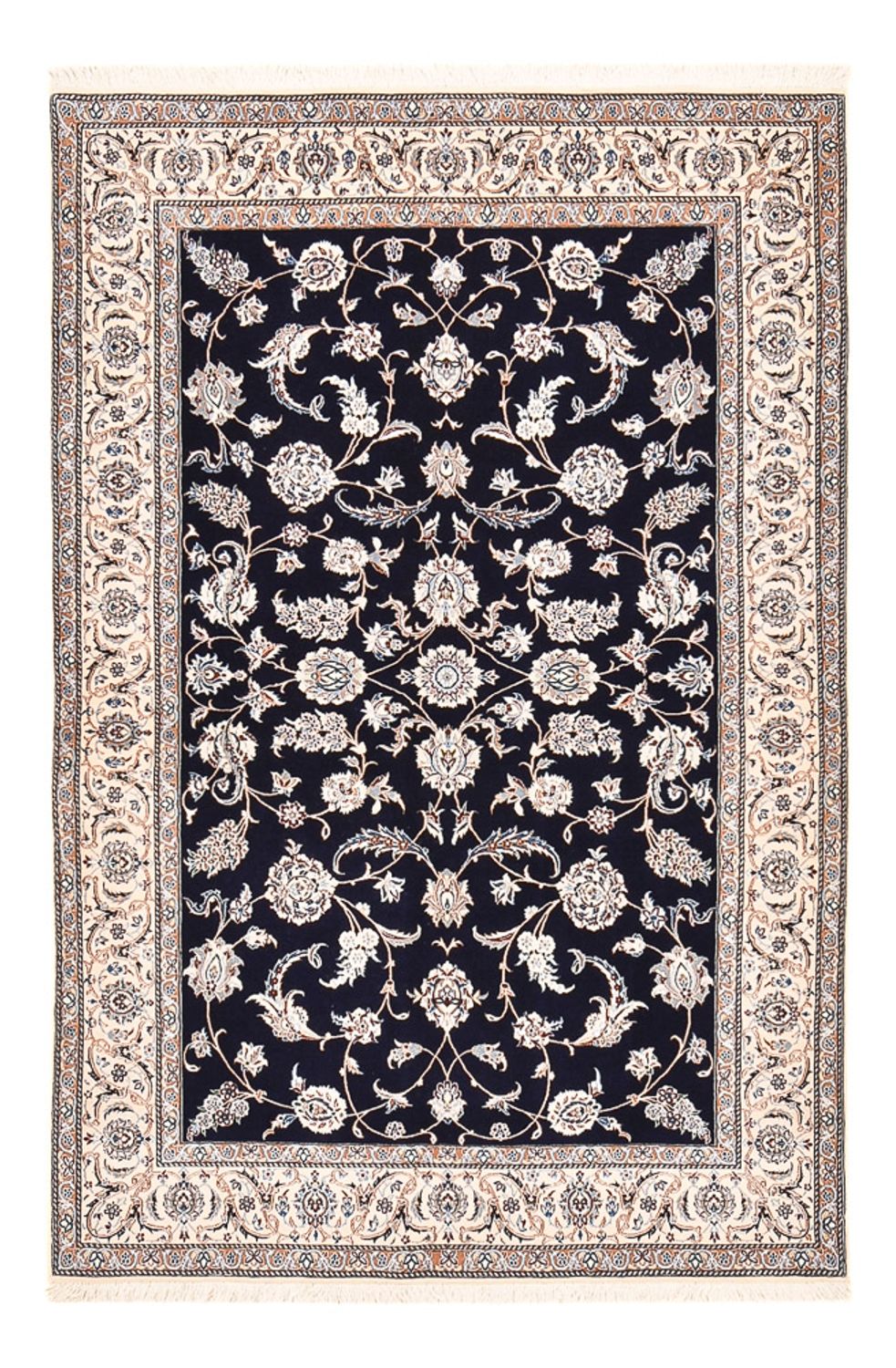 Persisk tæppe - Nain - Premium - 197 x 130 cm - mørkeblå