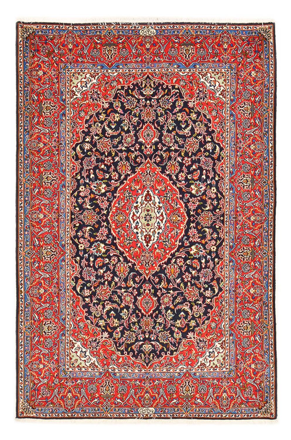 Persisk tæppe - Keshan - 217 x 143 cm - mørkeblå