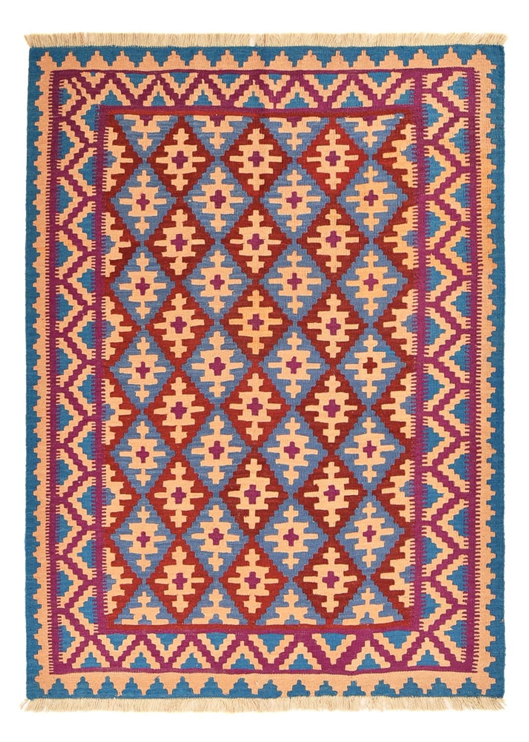 Kelim-tæppe - orientalsk - 199 x 151 cm - flerfarvet