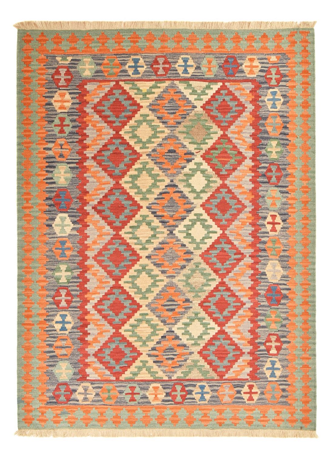 Kelim-tæppe - orientalsk - 229 x 175 cm - flerfarvet