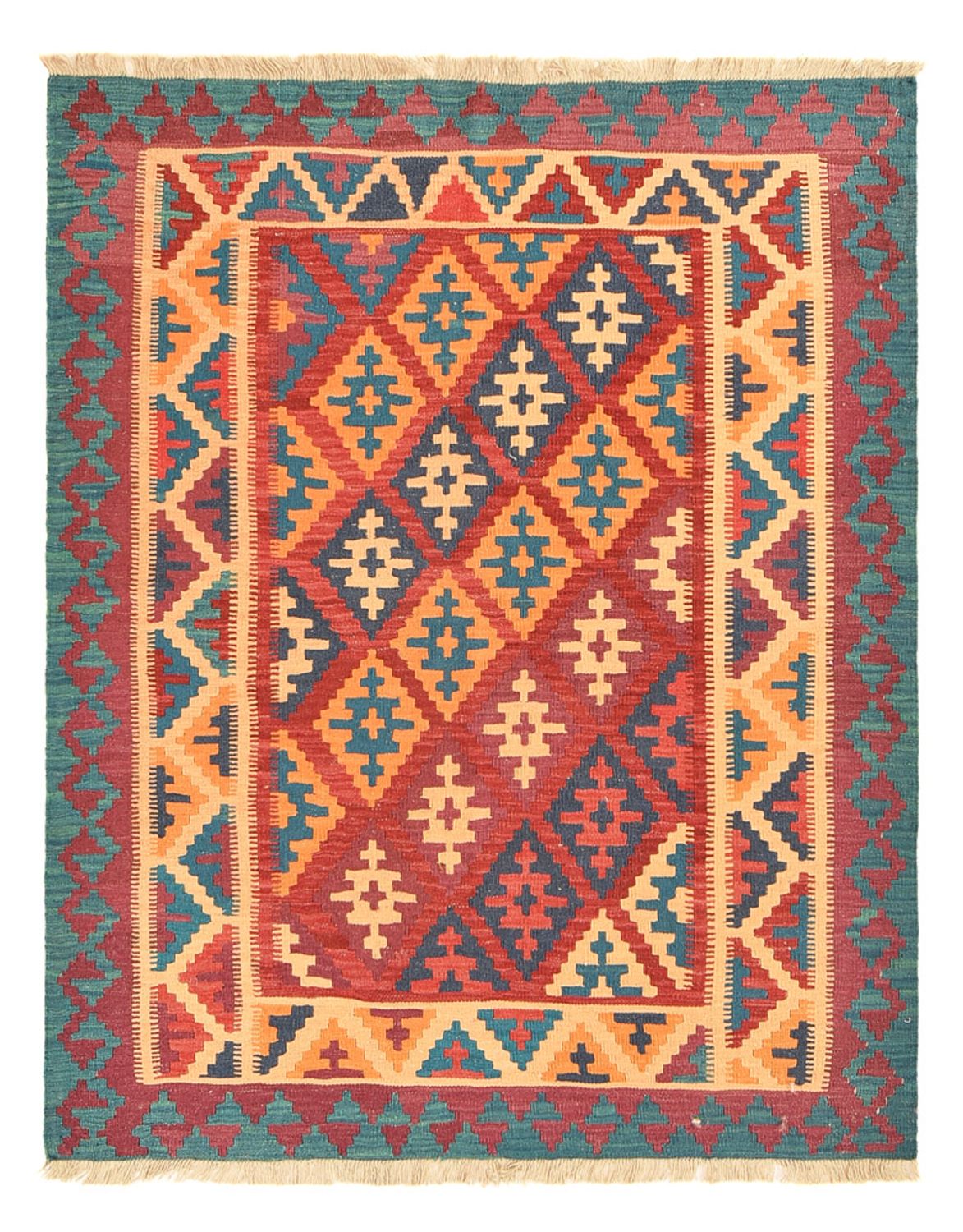 Kelim-tæppe - orientalsk - 195 x 156 cm - flerfarvet
