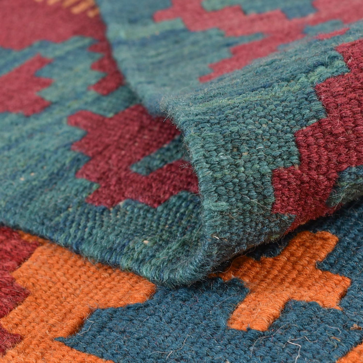 Kelim-tæppe - orientalsk - 195 x 156 cm - flerfarvet