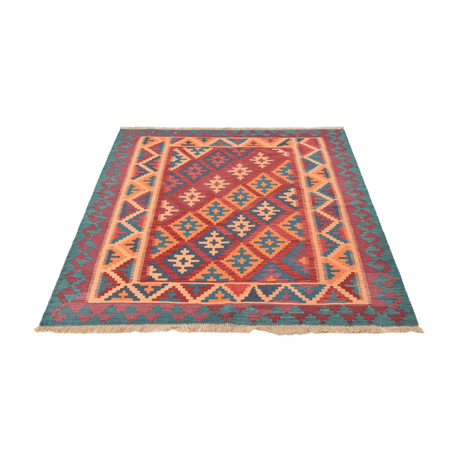 Kelim-tæppe - orientalsk - 195 x 156 cm - flerfarvet