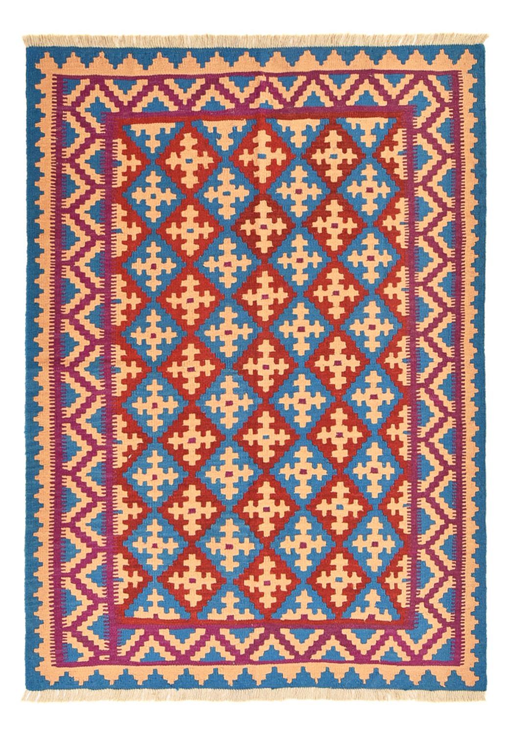 Kelim-tæppe - orientalsk - 202 x 149 cm - flerfarvet