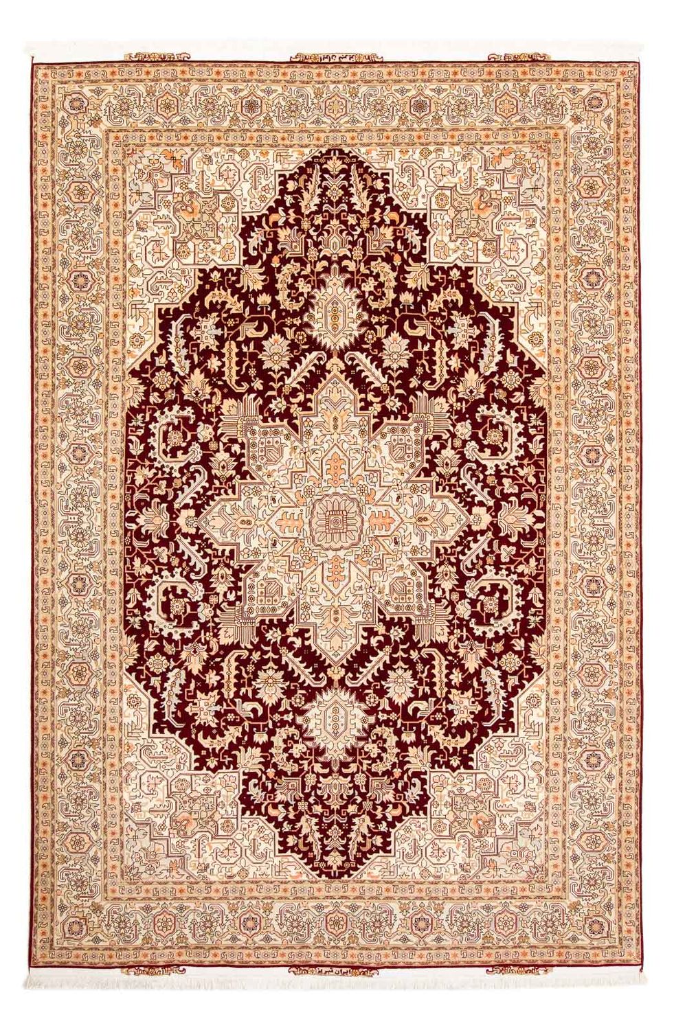 Persisk tæppe - Tabriz - Royal - 300 x 200 cm - mørkerød