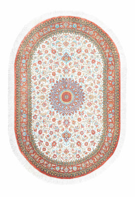 Persisk tæppe - Ghom oval  - 120 x 76 cm - beige
