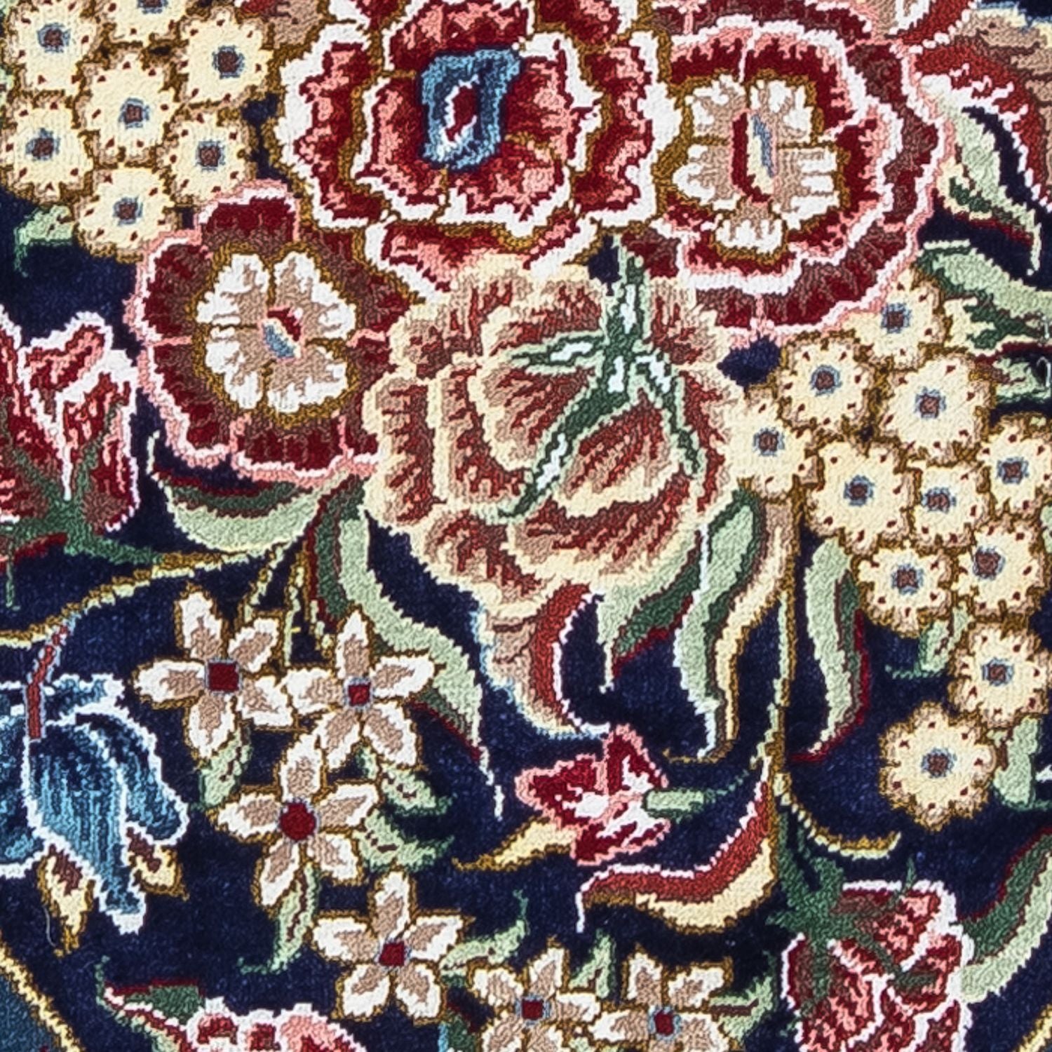 Silketæppe - Ghom Silk - Premium - 40 x 28 cm - mørkeblå