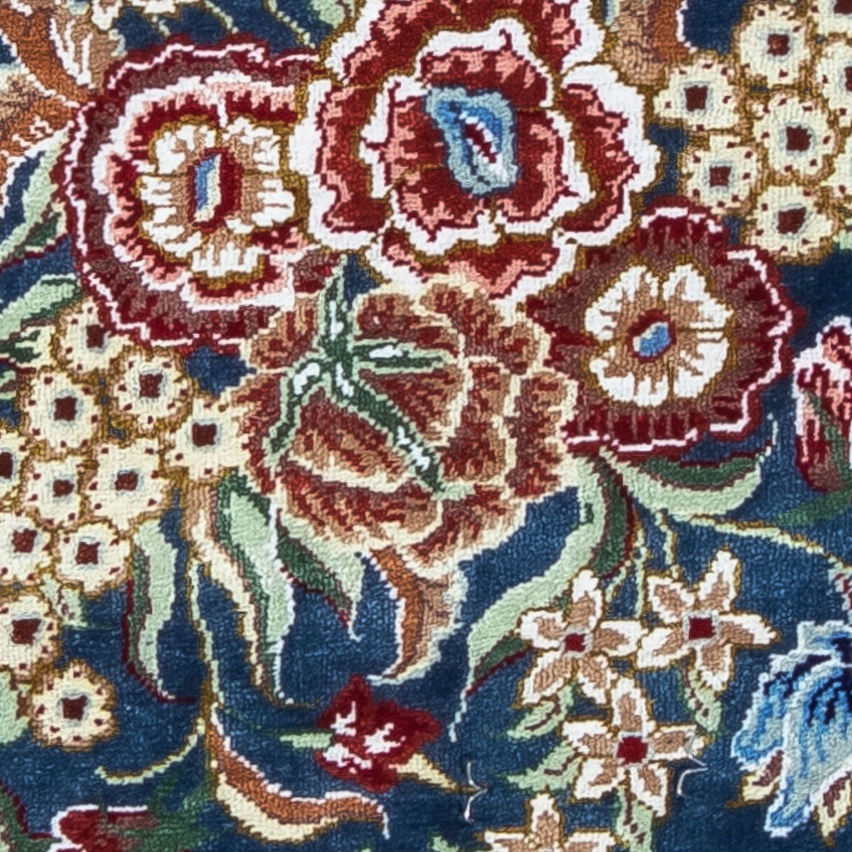 Silketæppe - Ghom Silk - Premium - 40 x 28 cm - mørkeblå