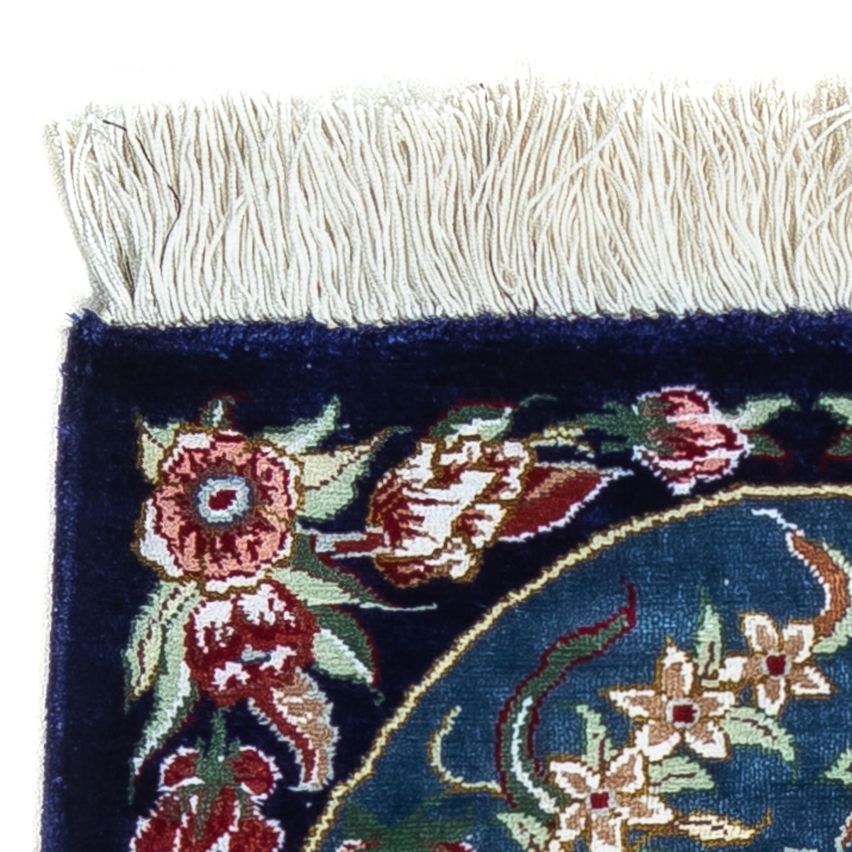 Silketæppe - Ghom Silk - Premium - 40 x 28 cm - mørkeblå