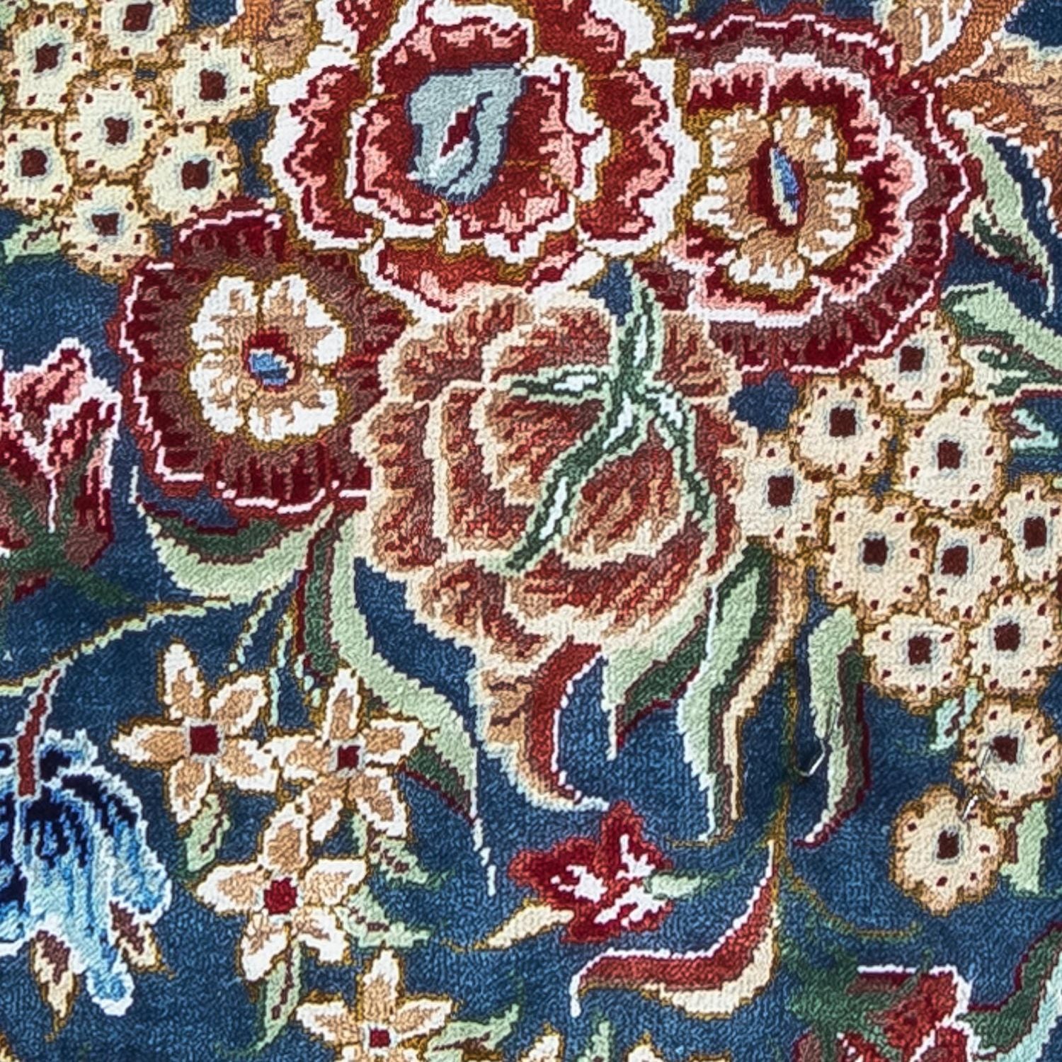 Silketæppe - Ghom Silk - Premium - 40 x 28 cm - mørkeblå