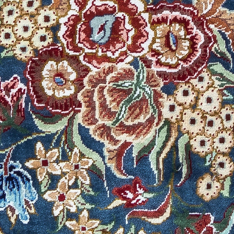 Silketæppe - Ghom Silk - Premium - 40 x 28 cm - mørkeblå