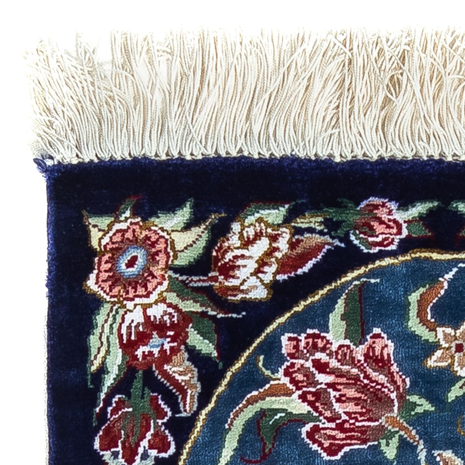 Silketæppe - Ghom Silk - Premium - 40 x 28 cm - mørkeblå