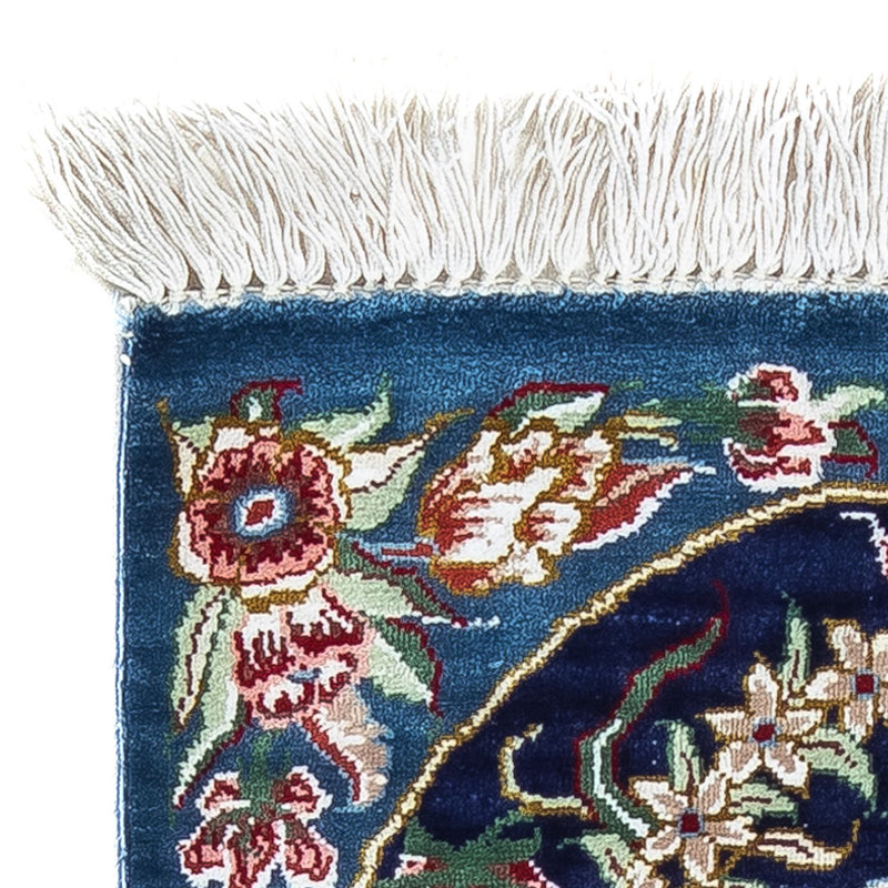 Silketæppe - Ghom Silk - Premium - 40 x 28 cm - mørkeblå