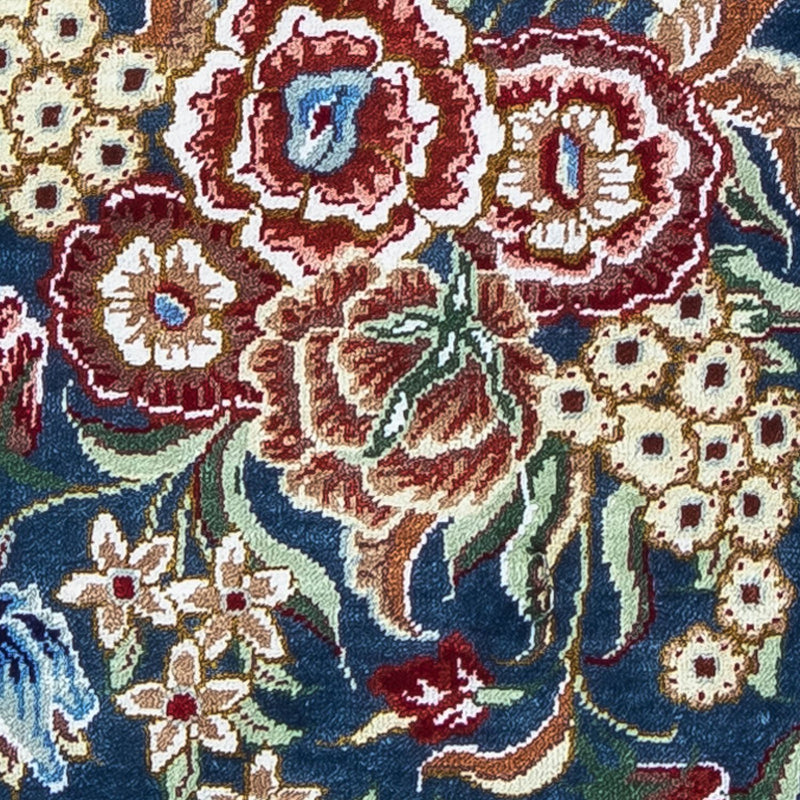 Silketæppe - Ghom Silk - Premium - 40 x 28 cm - mørkeblå