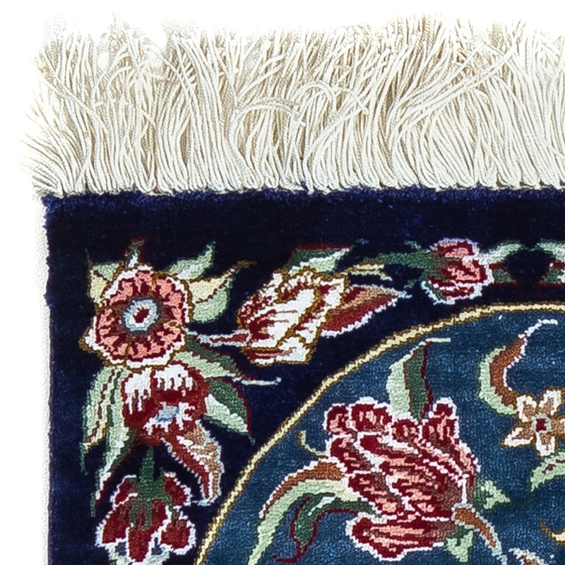 Silketæppe - Ghom Silk - Premium - 40 x 28 cm - mørkeblå