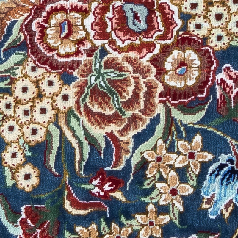 Silketæppe - Ghom Silk - Premium - 40 x 28 cm - mørkeblå