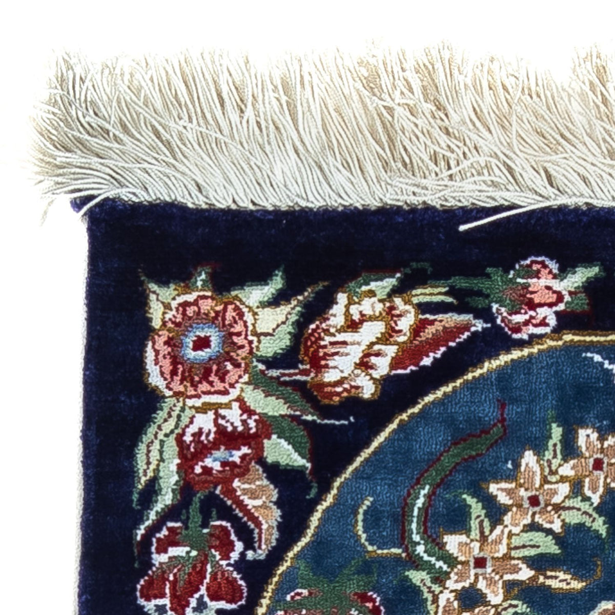 Silketæppe - Ghom Silk - Premium - 40 x 28 cm - mørkeblå