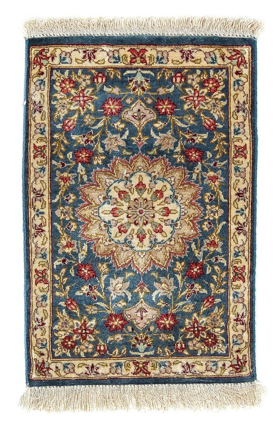 Silketæppe - Ghom Silk - Premium - 44 x 27 cm - mørkeblå