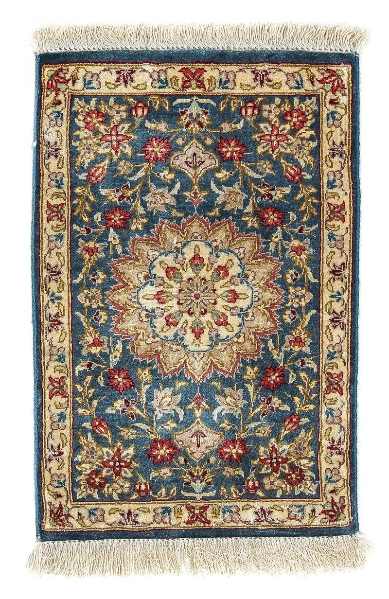 Silketæppe - Ghom Silk - Premium - 44 x 27 cm - mørkeblå