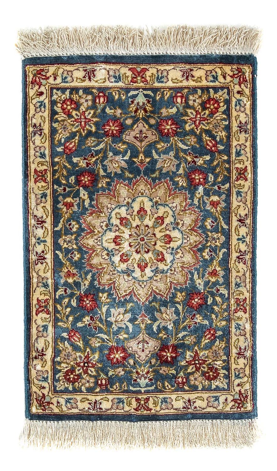 Silketæppe - Ghom Silk - Premium - 44 x 27 cm - mørkeblå
