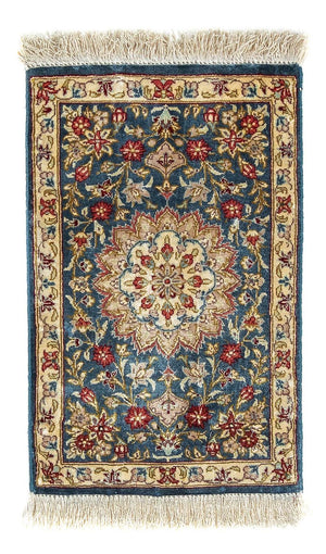 Silketæppe - Ghom Silk - Premium - 44 x 27 cm - mørkeblå
