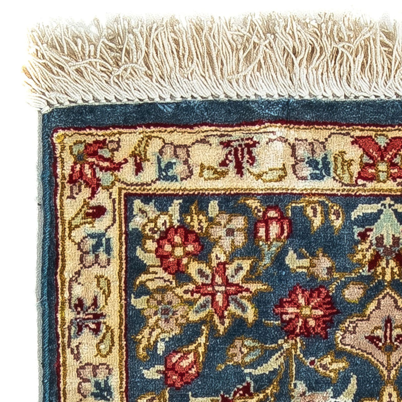 Silketæppe - Ghom Silk - Premium - 44 x 27 cm - mørkeblå