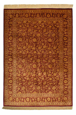 Silketæppe - Ghom Silk - Premium - 216 x 132 cm - mørkeblå