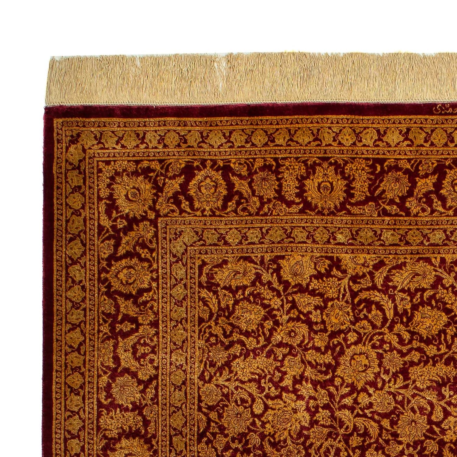 Silketæppe - Ghom Silk - Premium - 216 x 132 cm - mørkeblå