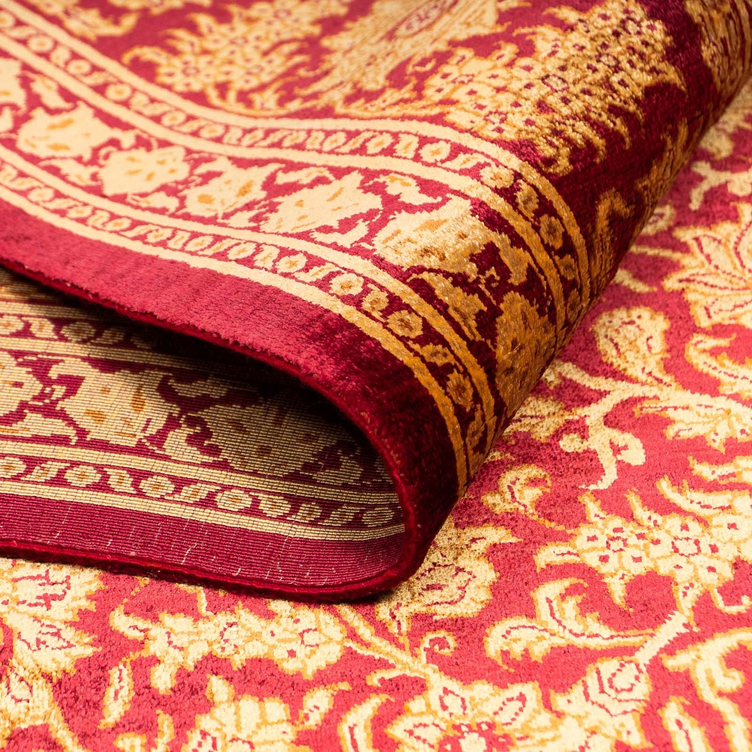 Silketæppe - Ghom Silk - Premium - 216 x 132 cm - mørkeblå