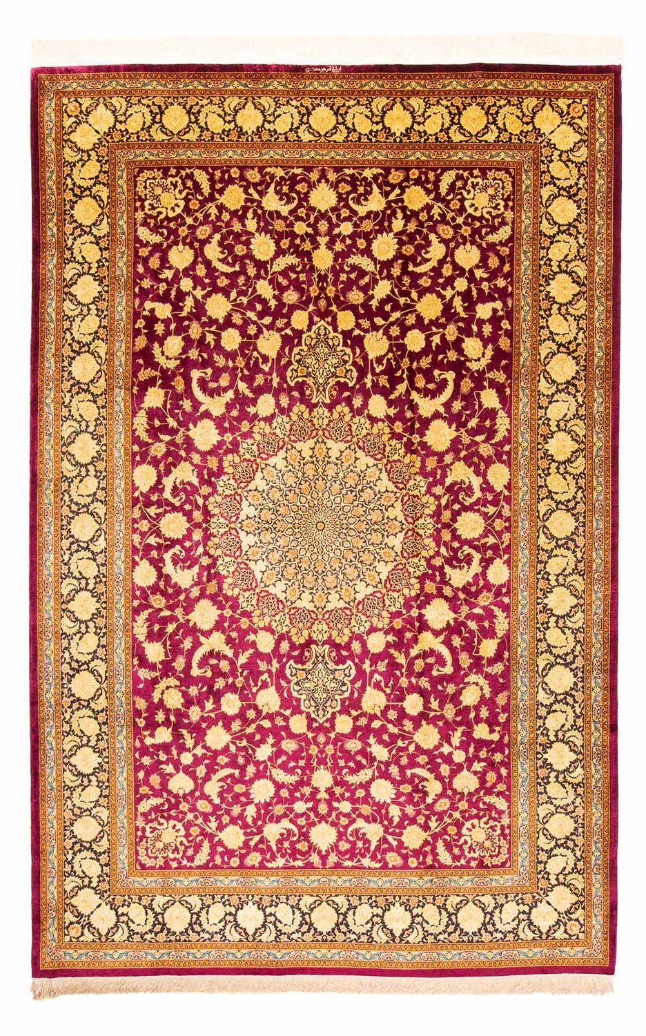 Persisk tæppe - Ghom - 305 x 202 cm - mørkerød