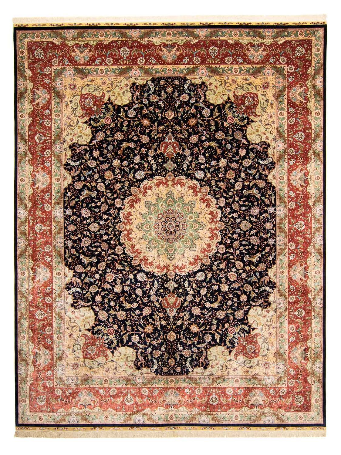 Orientalsk tæppe - Hereke - 402 x 303 cm - mørkerød