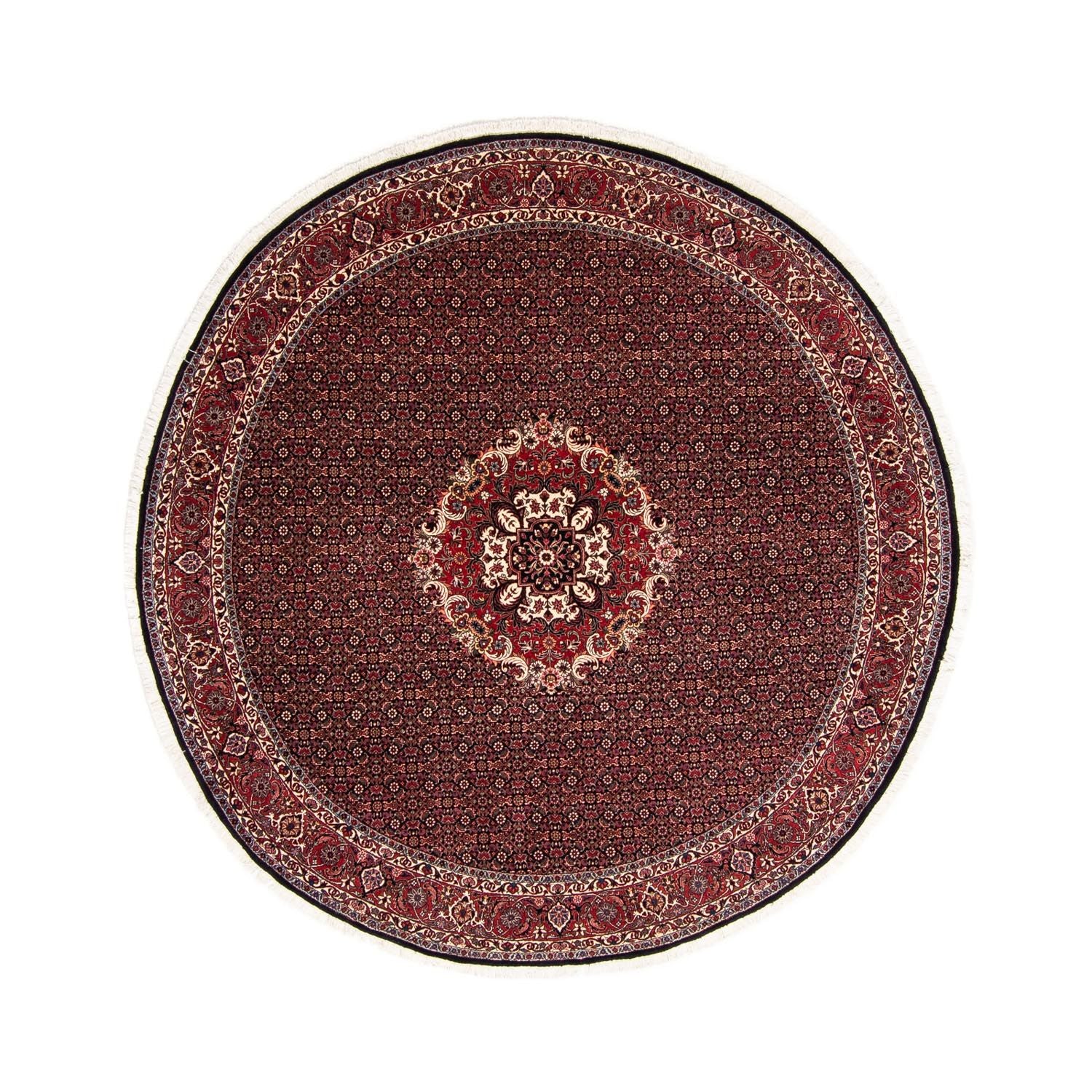 Persisk tæppe - Bijar rundt  - 250 x 250 cm - mørkerød