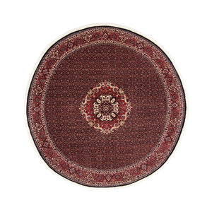 Persisk tæppe - Bijar rundt  - 250 x 250 cm - mørkerød