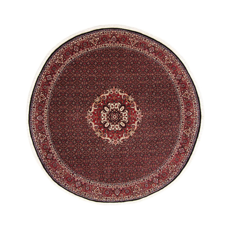 Persisk tæppe - Bijar rundt  - 250 x 250 cm - mørkerød