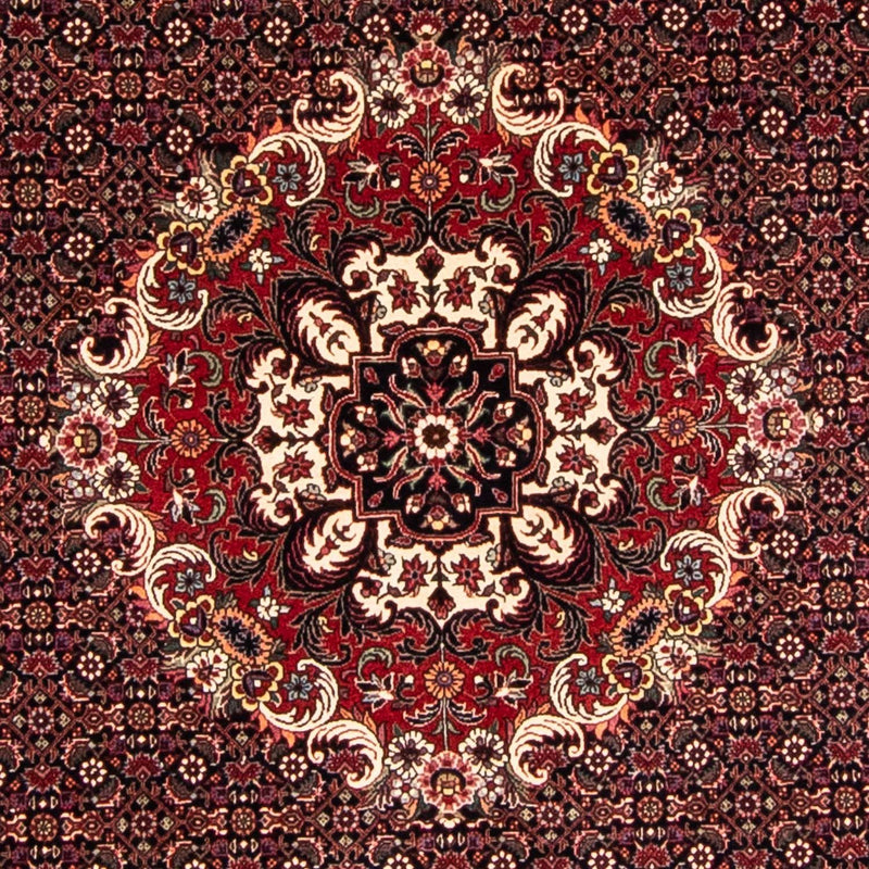 Persisk tæppe - Bijar rundt  - 250 x 250 cm - mørkerød