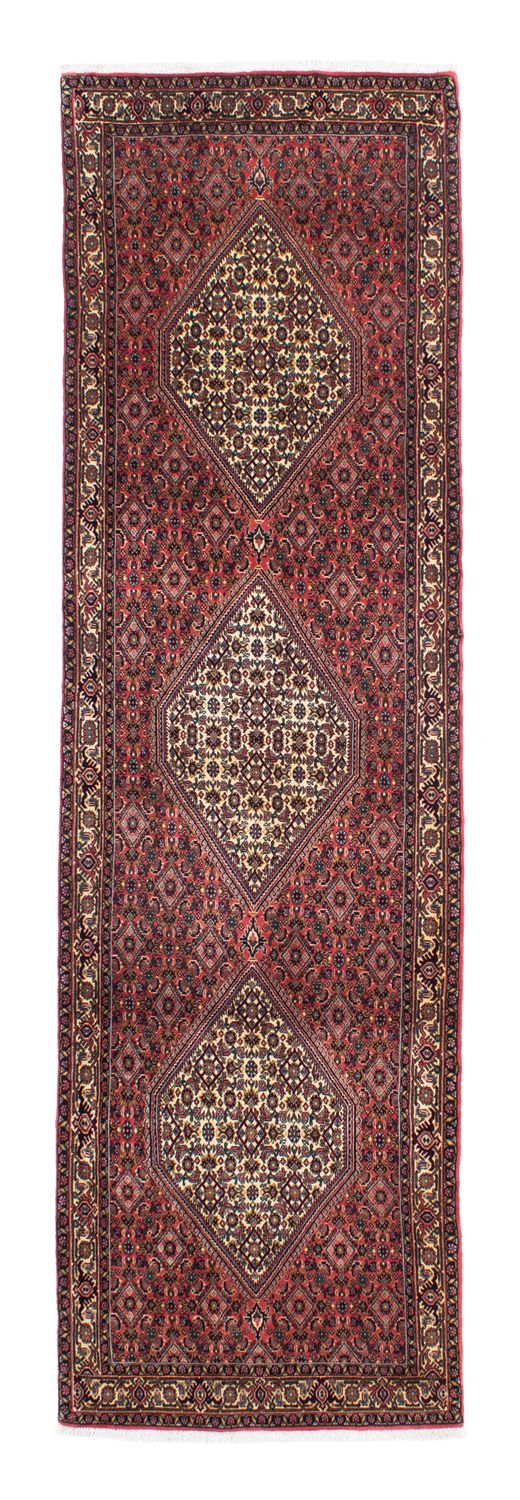 Løber Persisk tæppe - Bijar - 298 x 88 cm - mørkerød