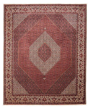 Persisk tæppe - Bijar - 309 x 256 cm - mørkerød