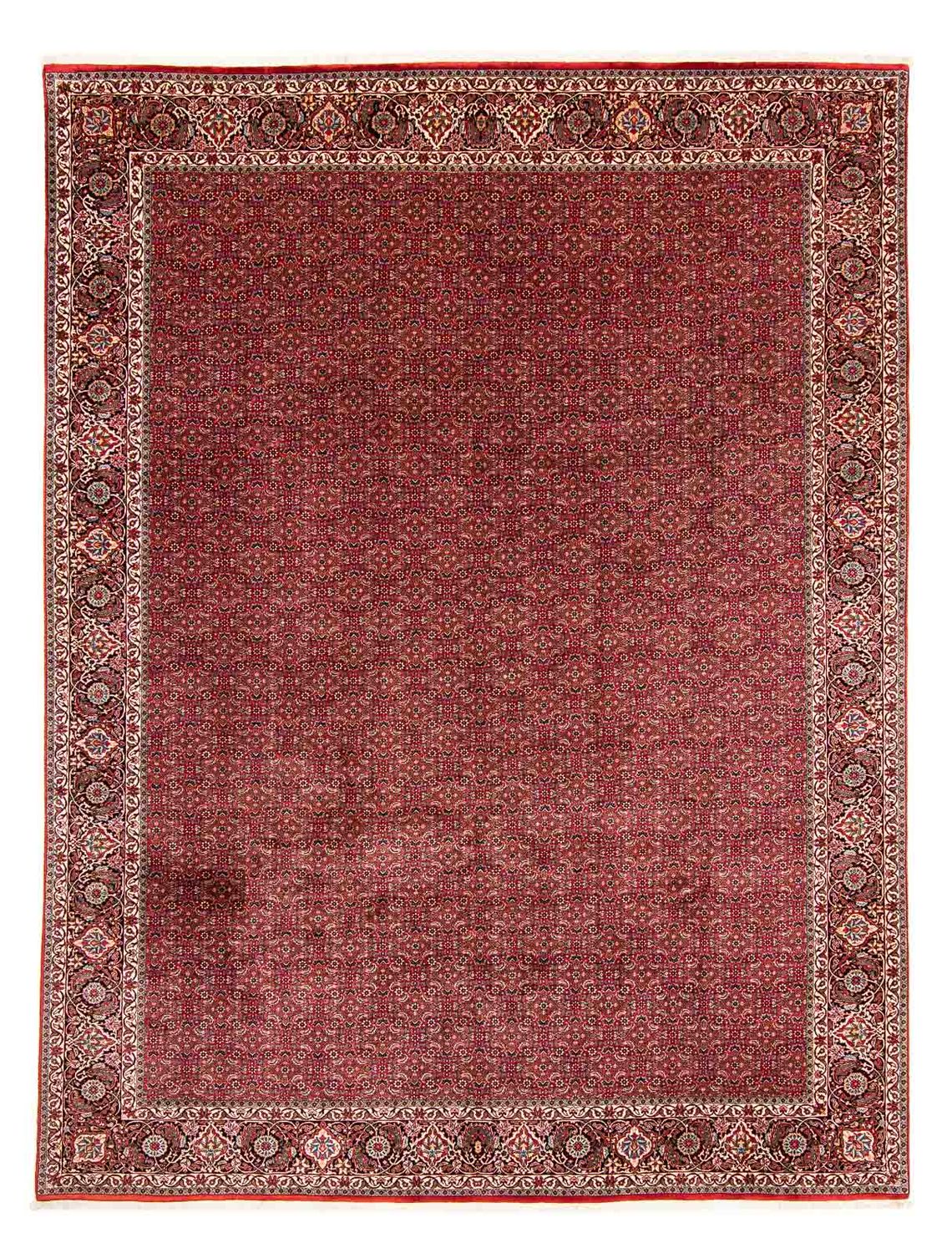 Persisk tæppe - Bijar - 381 x 298 cm - mørkerød