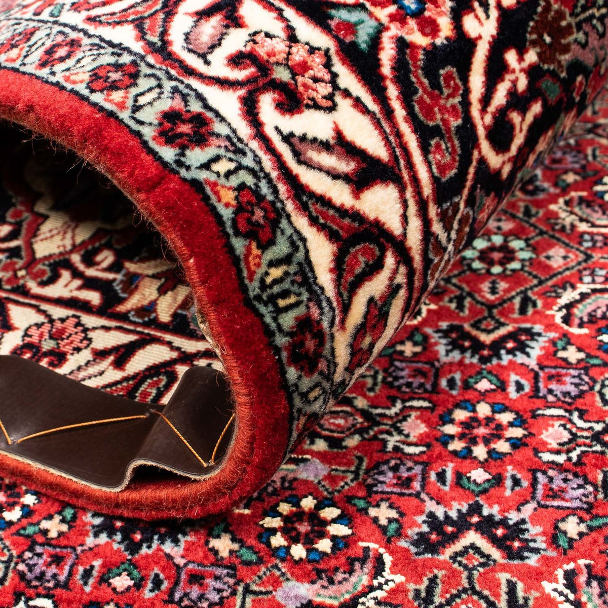 Persisk tæppe - Bijar - 381 x 298 cm - mørkerød