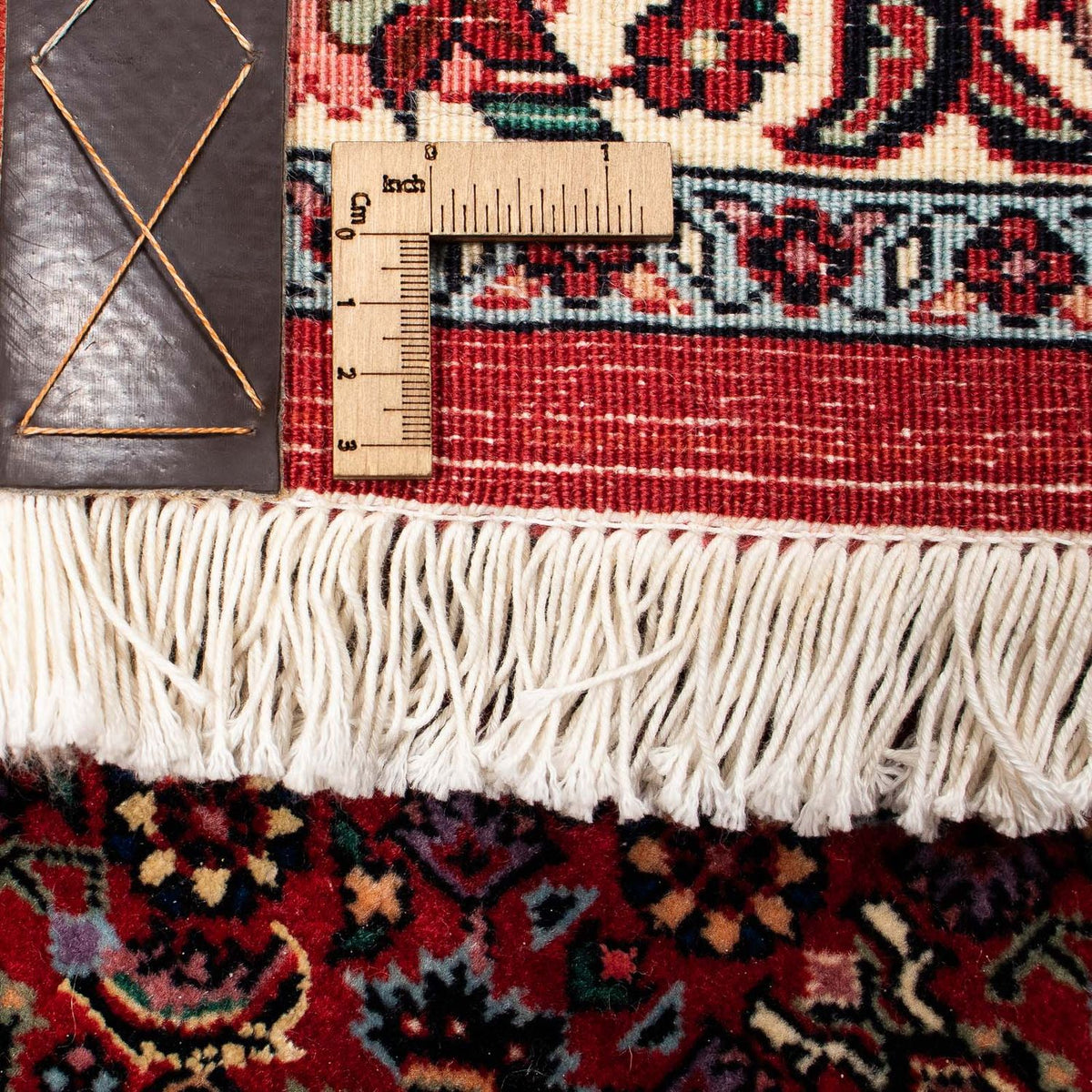 Persisk tæppe - Bijar - 381 x 298 cm - mørkerød