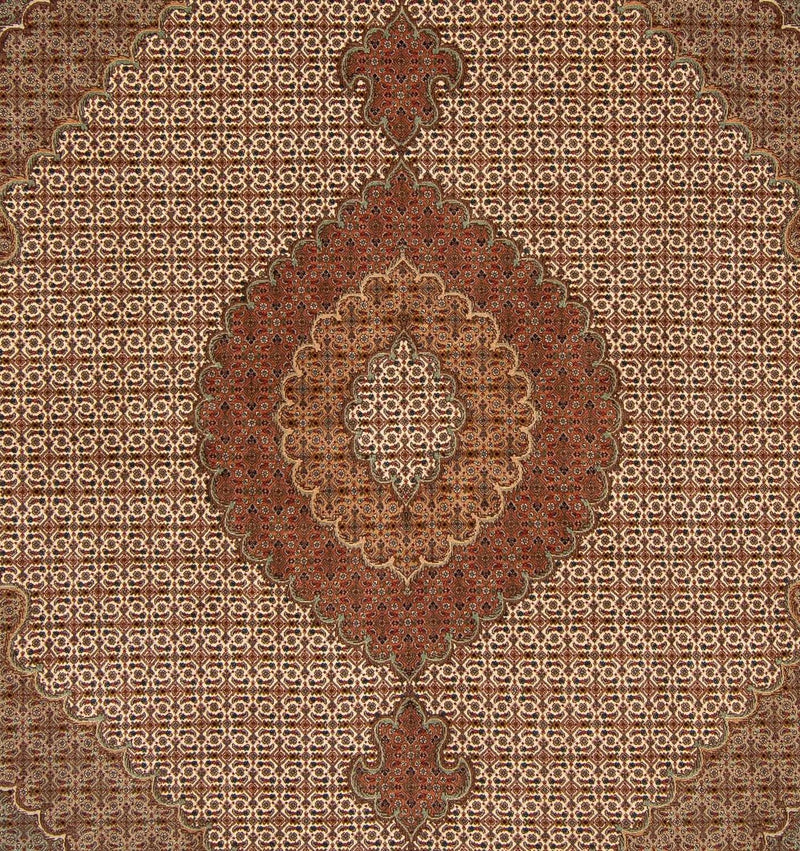 Persisk tæppe - Tabriz - 252 x 202 cm - lys brun