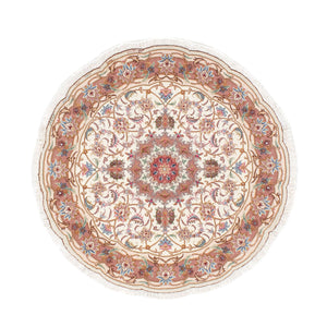 Persisk tæppe - Tabriz - Royal rundt  - 105 x 105 cm - beige