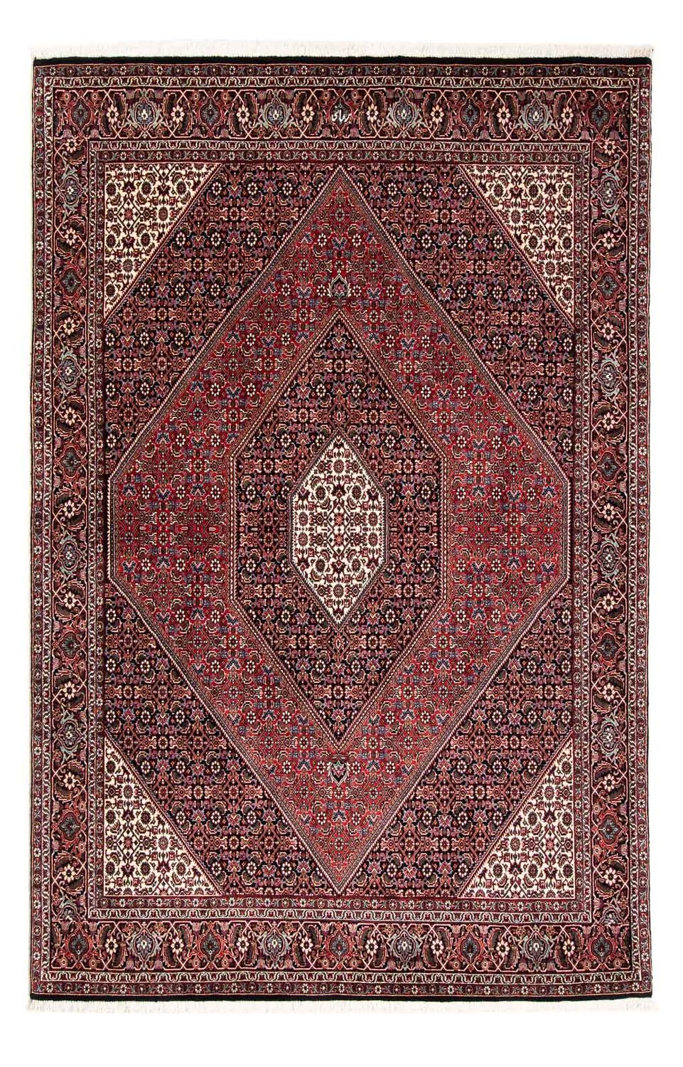 Persisk tæppe - Bijar - 246 x 167 cm - mørkerød